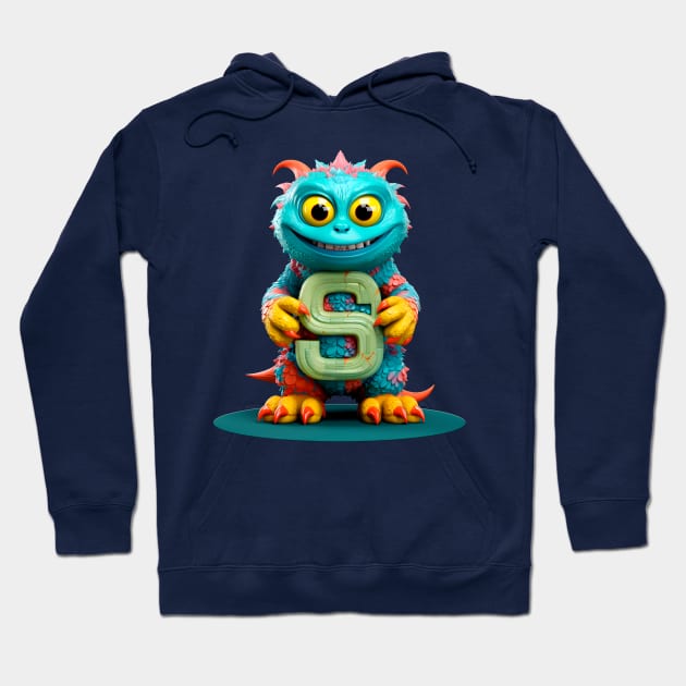 Cute Monster for Kids Alphabet Letter S Funny Back to School Hoodie by Ariela-Alez